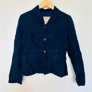 Hannoh Wessel Veronica Jacket Blazer In Ink Blue Navy Linen Cotton Size 34 XS